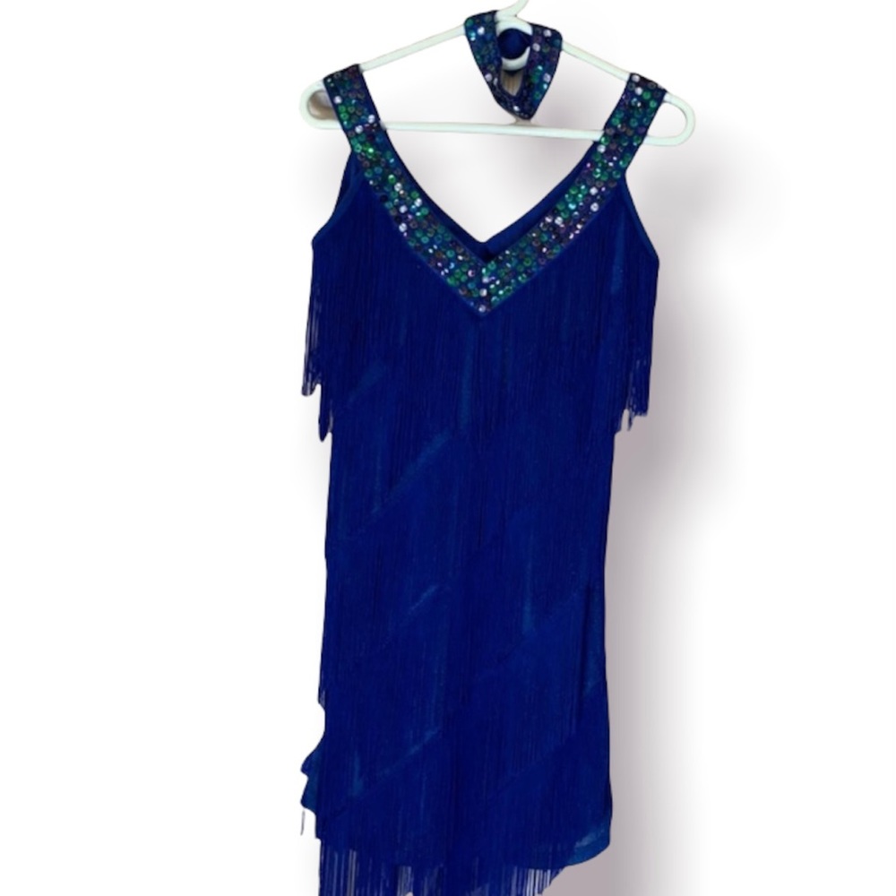 BLUE WITH SEQUINS STYLE DRESS SIZE SMALL